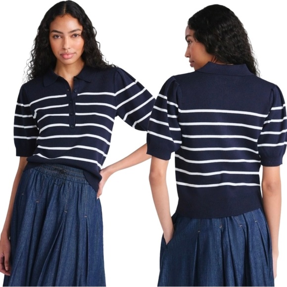 Free Assembly Sweaters - NWT Free Assembly Women's Collared Sweater Tee With Puff Sleeves, Lightweight